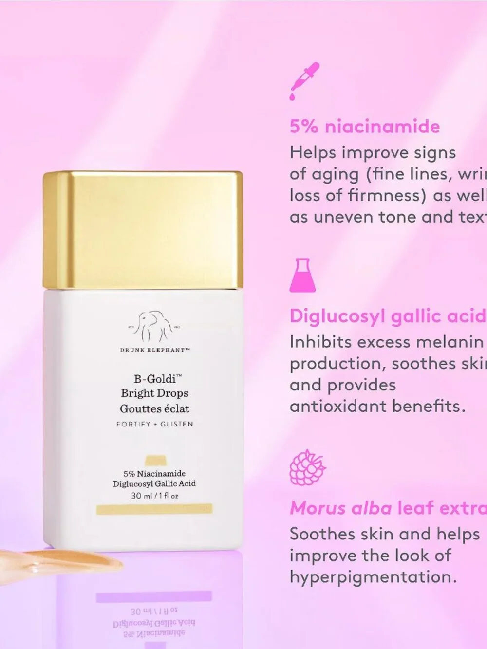 Drunk Elephant B-Goldi Bright Illuminating Drops 5% Niacinamide Serum,  1 oz